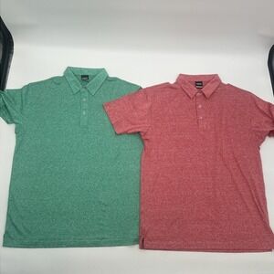 Lot of 2 Yamato Men's Large Golf Polo Shirts Short Sleeve 100% Polyester